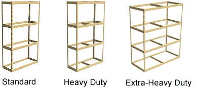 Standard, heavy duty, and extra heavy duty Rivetier long span shelving