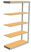 Low Profile Rivet Shelving, 36"w x 24"d x 84"h, 350Lbs. Cap., 5 Shelves - Adder - With Decking