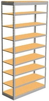 Low Profile Rivet Shelving, 36"w x 18"d x 84"h, 350Lbs. Cap., 9 Shelves - Starter - With Decking