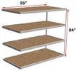 Long Span Shelving, 96" x 36" x 84", w/Decks, 500 Lbs. Cap. - Adder