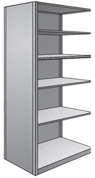 Steel Shelving, Closed - 36" W x 24" D x 87" H, 6-Shelf Adder, 600 lbs. cap., Beaded Front Posts