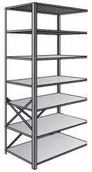 Steel Shelving, Open - 36" W x 30" D x 87" H, 7-Shelf Adder, 500 lbs. cap., Beaded Front Post