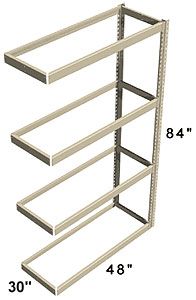 Long Span Shelving, 48" x 30" x 84" No Decking, 1200 Lbs. Cap., Adder