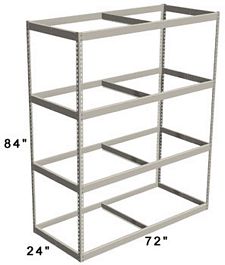 Long Span Shelving, 72" x 24" x 84" No Decking, 1400 Lbs. Cap., Starter