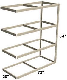 Long Span Shelving, 72" x 30" x 84" No Decking, 1000 Lbs. Cap., Adder