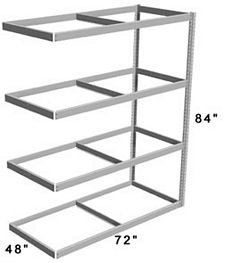 Long Span Shelving, 72" x 48" x 84" No Decking, 1000 Lbs. Cap., Adder