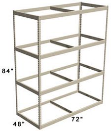 Long Span Shelving, 72" x 48" x 84" No Decking, 1000 Lbs. Cap., Starter