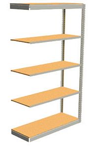 Low Profile Rivet Shelving, 36"w x 18"d x 84"h, 350Lbs. Cap., 5 Shelves - Adder - With Decking