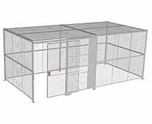 4-Wall Woven Wire Security Cage, w/Ceiling, 20'6" x 10'4" x 8'5-1/4" with 5' Sliding Gate