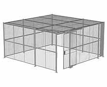 4-Wall Woven Wire Security Cage, w/Ceiling, 16'6" x 16'6" x 8'5-1/4" with 4' Sliding Gate