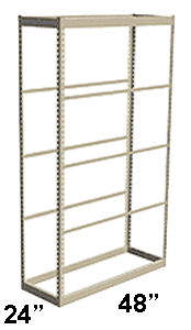 Low Profile Rivet Shelving, 48"w x 24"d x 84"h, 250Lbs. Cap., 5 Shelves - Starter