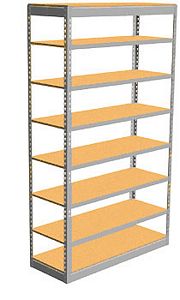 Low Profile Rivet Shelving, 36"w x 24"d x 84"h, 350Lbs. Cap., 8 Shelves - Starter - With Decking