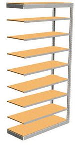 Low Profile Rivet Shelving, 36"w x 18"d x 84"h, 350Lbs. Cap., 9 Shelves - Adder - With Decking
