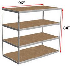 Long Span Shelving, 96" x 36" x 84", w/Decks, 500 Lbs. Cap. - Starter