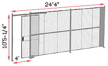 1-Wall Woven Wire Security Partition, 26'4" wide, 10'5-1/4" tall - 4' Sliding Gate
