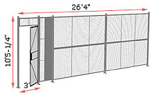 1-Wall Woven Wire Security Partition, 26'4" wide, 10'5-1/4" tall - 3' Hinged Gate