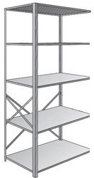 Steel Shelving, Open - 36" W x 18" D x 87" H, 5-Shelf Adder, 600 lbs. cap., Beaded Front Post