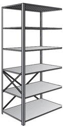 Steel Shelving, Open - 48" W x 30" D x 87" H, 6-Shelf Adder, 375 lbs. cap., Beaded Front Post