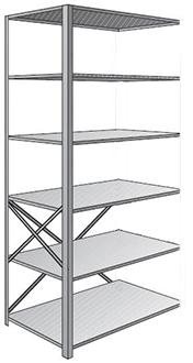Steel Shelving, Open - 48" W x 24" D x 87" H, 6-Shelf Adder, 400 lbs. cap.