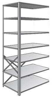 Steel Shelving, Open - 48" W x 24" D x 87" H, 7-Shelf Adder, 400 lbs. cap.