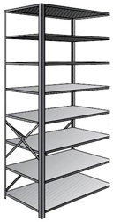 Steel Shelving, Open - 48" W x 18" D x 87" H, 8-Shelf Adder, 375 lbs. cap., Beaded Front Post