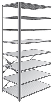 Steel Shelving, Open - 48" W x 24" D x 87" H, 8-Shelf Adder, 400 lbs. cap.