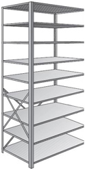 Steel Shelving, Open - 36" W x 24" D x 87" H, 9-Shelf Adder, 600 lbs. cap., Beaded Front Post