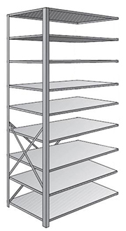 Steel Shelving, Open - 48" W x 24" D x 87" H, 9-Shelf Adder, 400 lbs. cap.